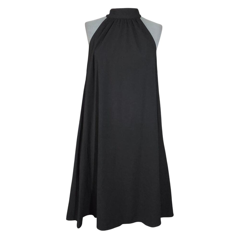 Black Mock Neck Sleeveless A Line Dress with Pockets Size Large